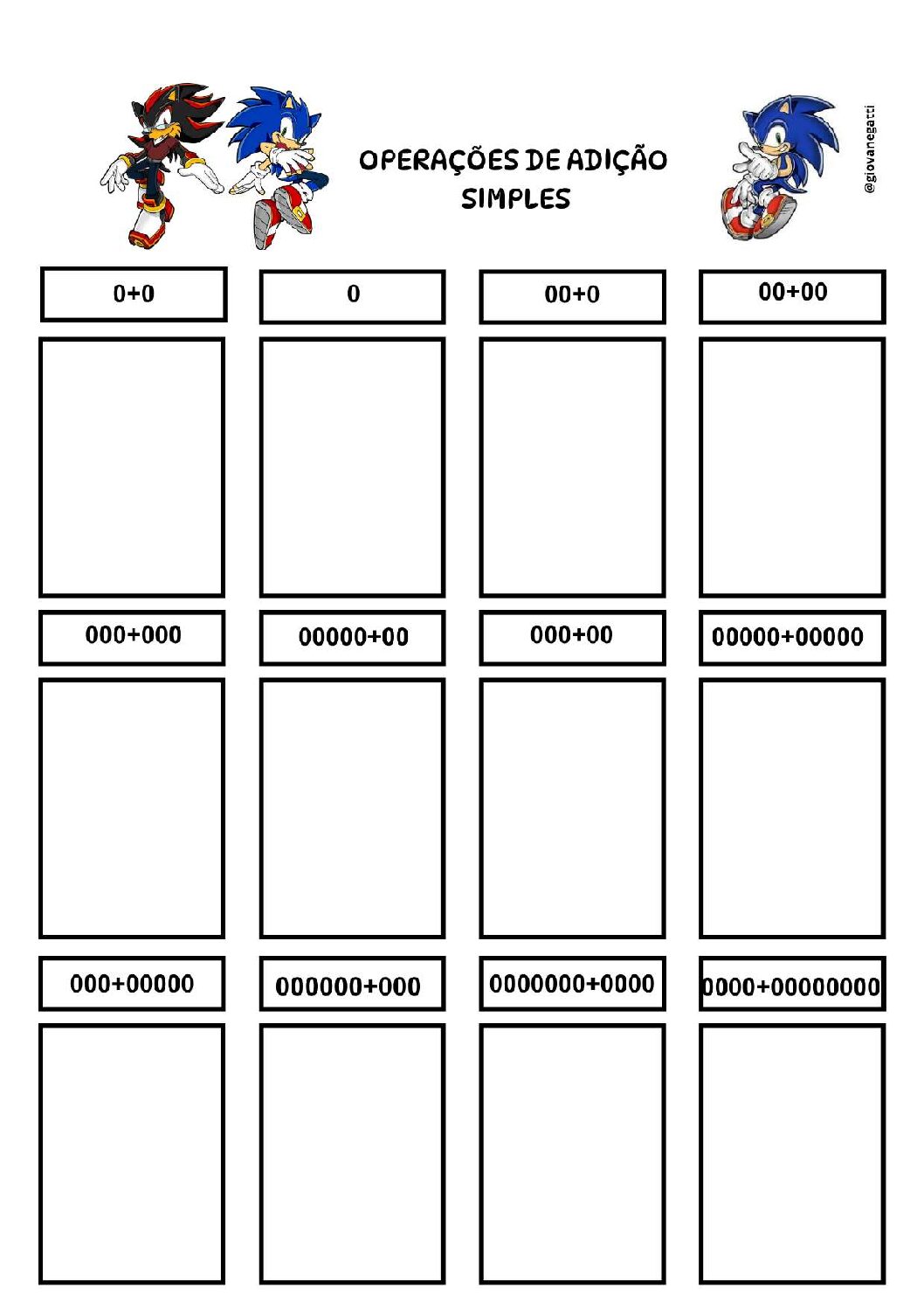 Álbum de figurinhas SONIC- Números e quantidades - Pré A e B